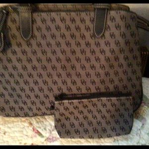 QVC Dooney & Bourke Large signature gray and black satchel and accessory - New